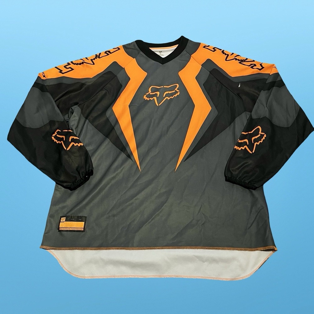 Fox Motocross Jersey Orange and Gray Long Sleeve Size XXL
